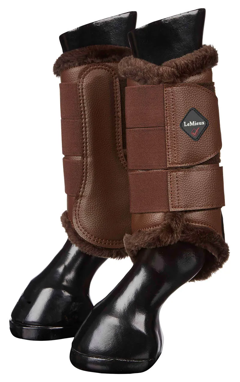 LeMieux Fleece Lined Brushing Boots in Brown